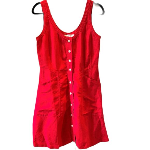 Loft Linen Blend Red Tank Dress - Size - Picture 2 of 6